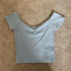 Women's Blue Ribbed Top